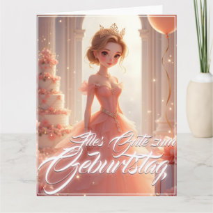 Tarjeta Princesa de cumpleaños con vestido de ensueño rosa