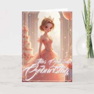 Tarjeta Princesa de cumpleaños con vestido de ensueño rosa