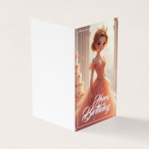 Tarjeta Princesa de cumpleaños en un vestido rosa de ensue