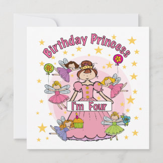 Tarjeta Princesa de cumpleaños soy Cuatro camisetas y rega