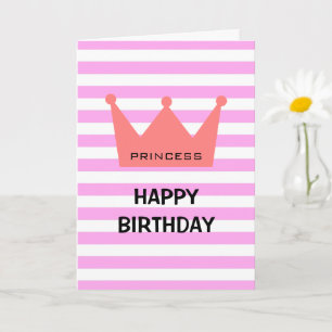 Tarjeta Princesa de Moda femenina Feliz cumpleaños, corona