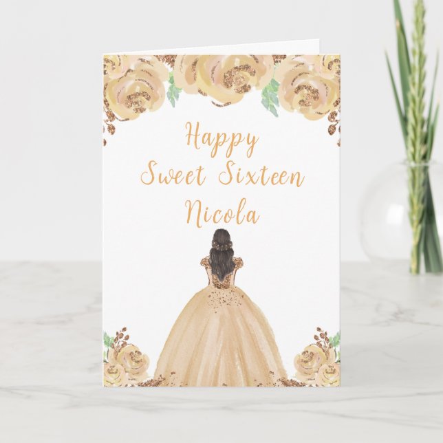 Tarjeta Princesa de pelo marrón dulce 16 (Anverso)