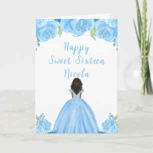 Tarjeta Princesa de Piel Oscura Dulce Azul Brillante Dieci