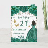 Princesa de Piel Oscura Vestido Verde Cumpleaños