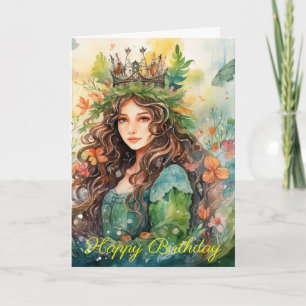 Tarjeta Princesa del bosque acuarela