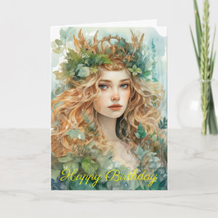 Tarjeta Princesa del bosque acuarela