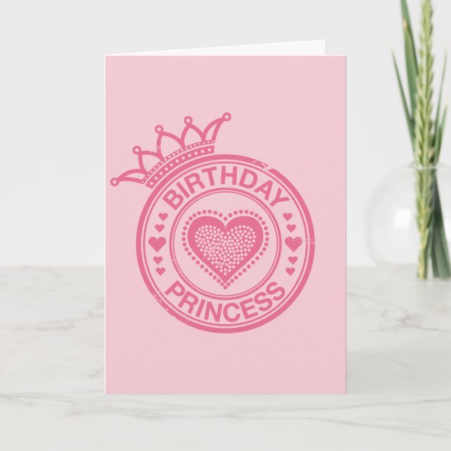 Tarjeta Princesa del cumpleaños - rosa - (Anverso)