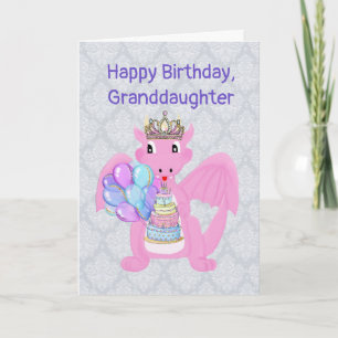 Tarjeta Princesa Dragón Rosa, cumpleaños de su nieta