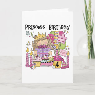 Tarjeta Princesa fiesta 4º camisas de cumpleaños y regalos