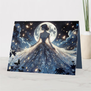 Tarjeta Princesa Hada Bajo la Luz de la Luna Vestido Celes