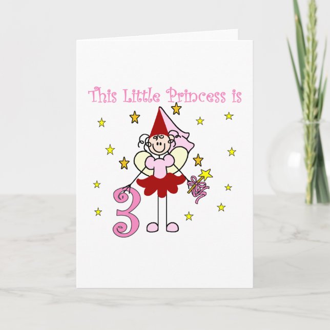 Tarjeta Princesa Hada Tercer Camisetas de Cumpleaños y Reg (Anverso)