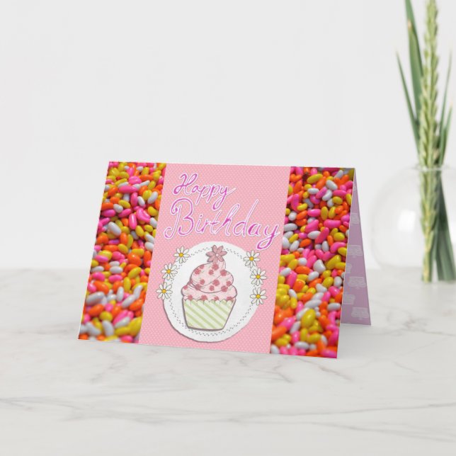 Tarjeta Princesa Hija Cupcake Rosa Destino Destino (Anverso)