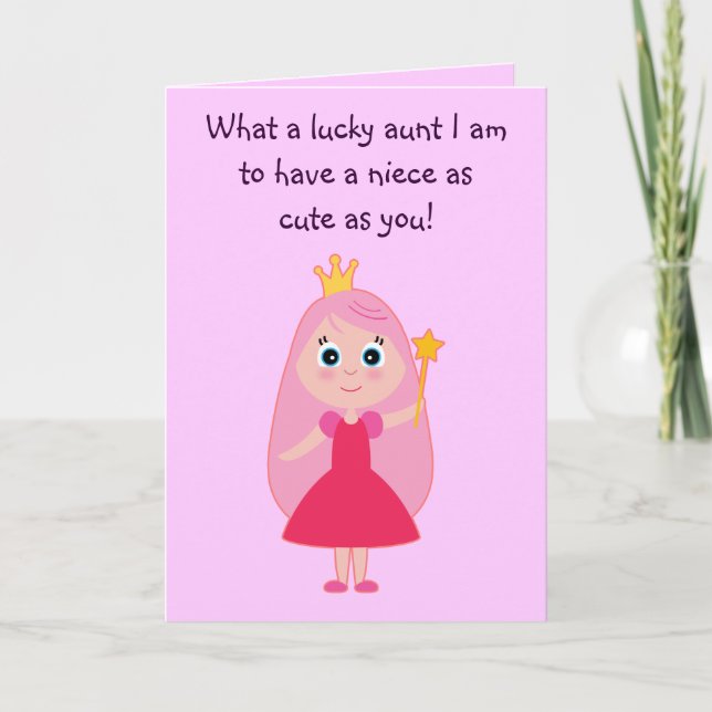 Tarjeta Princesa linda feliz cumpleaños con sobrina (Anverso)