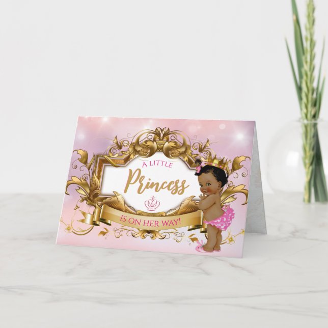 Tarjeta Princesa Real Étnica Rosa y Oro Elegante (Anverso)
