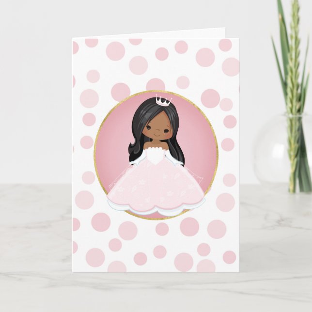 Tarjeta Princesa rosa afroamericana (Anverso)