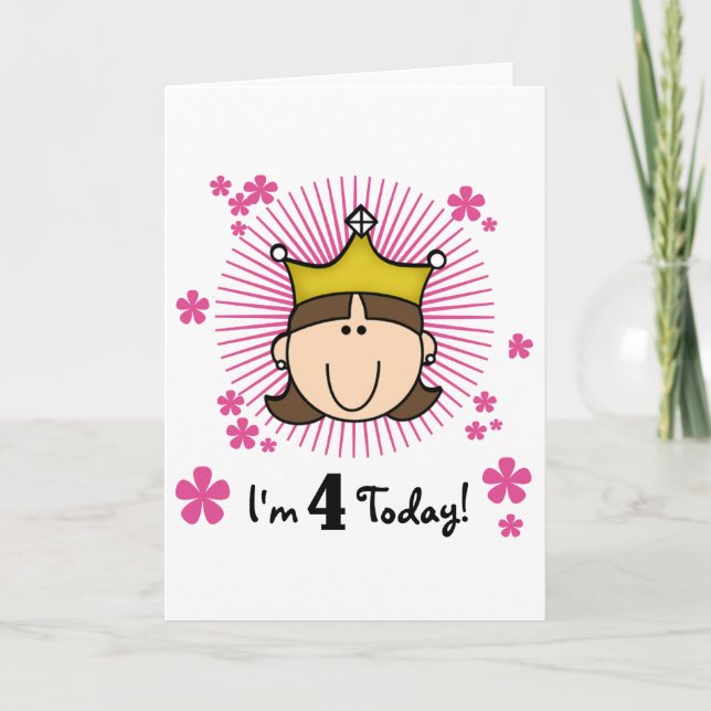 Tarjeta Princesas 4.ª camiseta y regalo de cumpleaños (Anverso)
