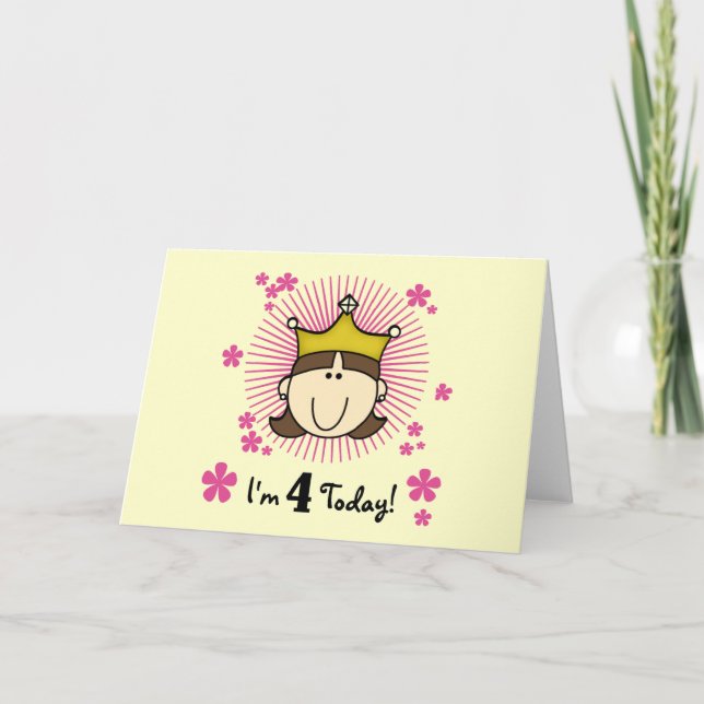 Tarjeta Princesas 4.ª camiseta y regalo de cumpleaños (Anverso)