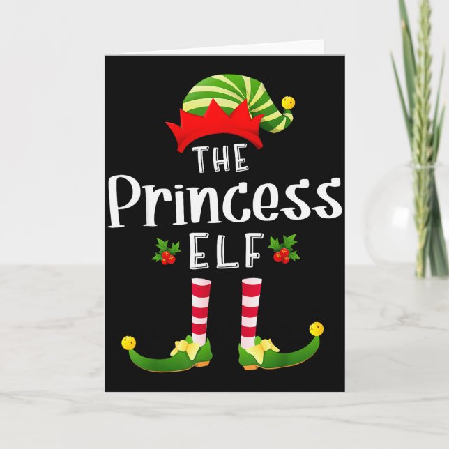 Tarjeta Princess Christmas Elf Matching Pajama X-mas Party (Anverso)