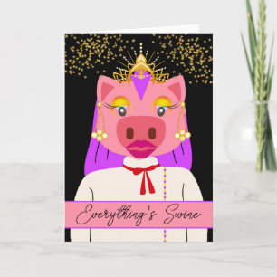 Tarjeta Princess Pig Realeza Todo es Cerdo Juego de Palabr