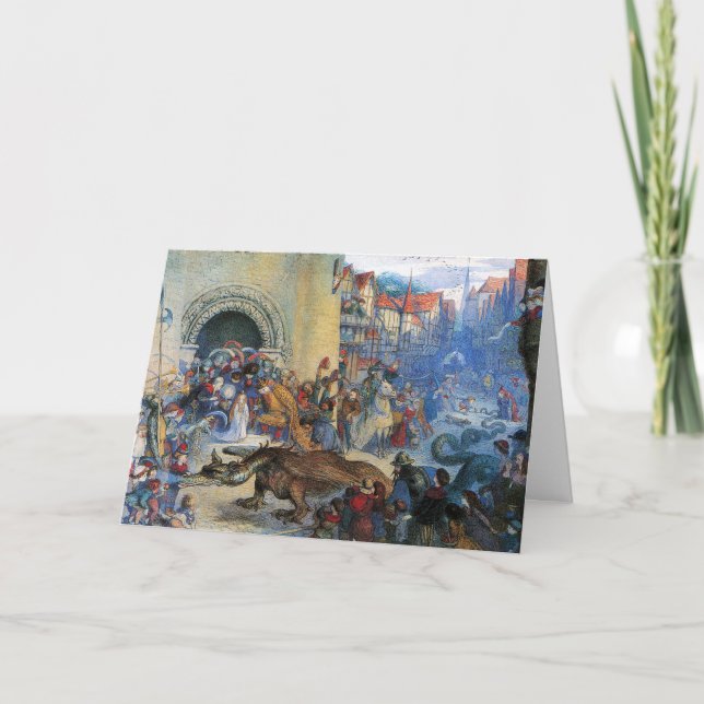 Tarjeta Princess's Birthday Dragon Folded Greeting Card (Anverso)