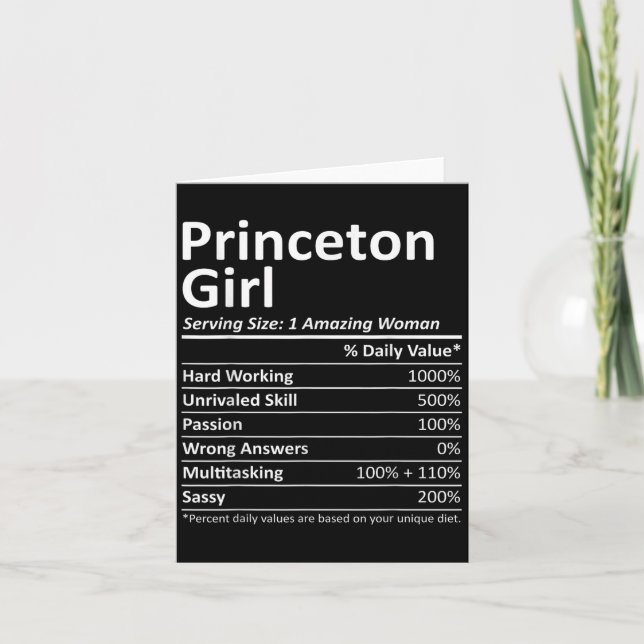 Tarjeta Princeton Girl Nj New Jersey Funny City Home Roots (Anverso)