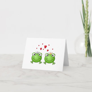 Tarjeta Príncipe de la rana y princesa de la rana, con los