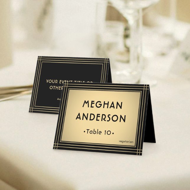 Tarjeta Printable Escort Card - Classic Black and Gold (Subido por el creador)