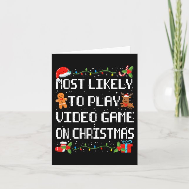 Tarjeta Probablemente Juegue Videojuego Familiar Navideño (Anverso)