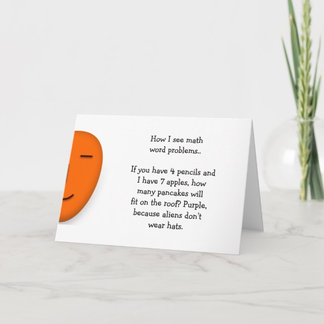 Tarjeta Problemas con las palabras matemáticas Humor graci (Anverso)