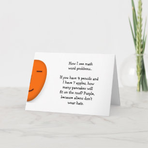 Tarjeta Problemas de palabras de matemáticas Chiste divert