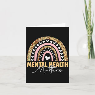 Tarjeta Problemas de salud mental Leopard Boho Rainbow Awa