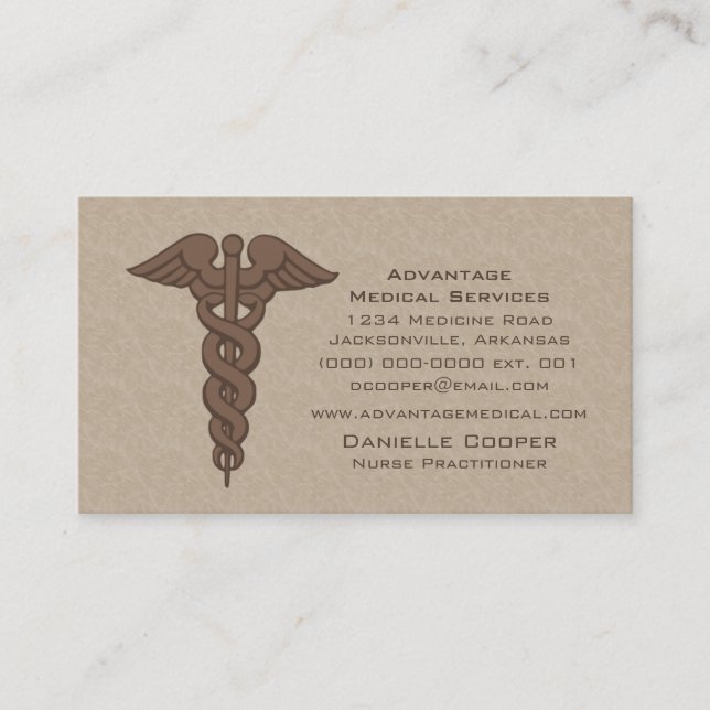 Tarjeta profesional Caduceus Business Card, Brown (Anverso)