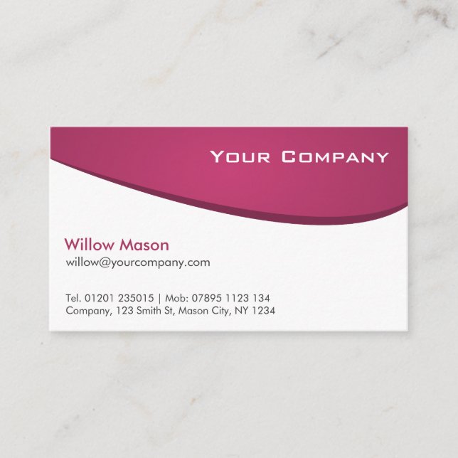 Tarjeta profesional curvada de color blanco púrpur (Anverso)
