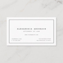 Tarjeta profesional de abogados blancos minimalist