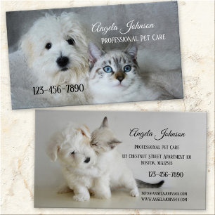 Tarjeta profesional de cuidado de mascotas