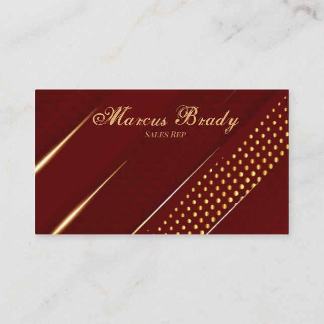 Tarjeta profesional de lujo Red and Gold (Reverso)