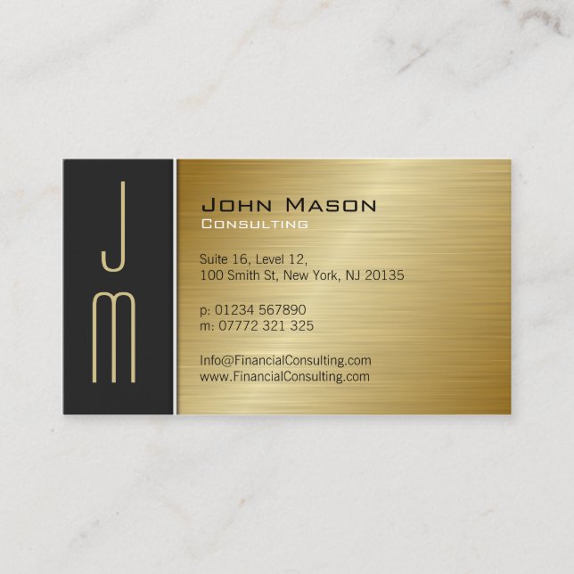 Tarjeta profesional de negocios Black Brushed Gold (Anverso)