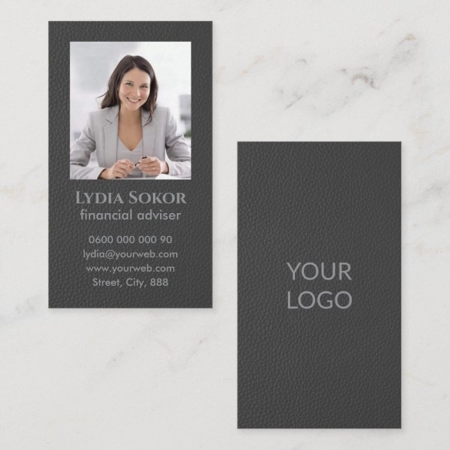 Tarjeta profesional de negocios gris oscuro con fo (Anverso / Reverso)