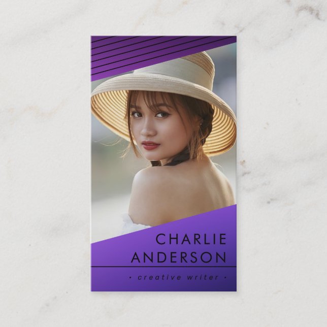 Tarjeta profesional de negocios moderna con foto,  (Anverso)