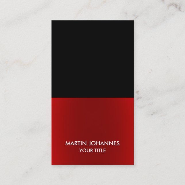 Tarjeta profesional elegante de color negro rojo (Anverso)