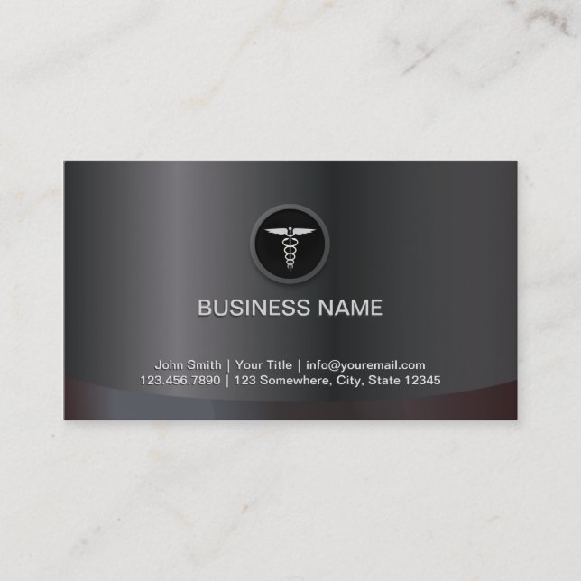 Tarjeta profesional médica de metal oscuro (Anverso)
