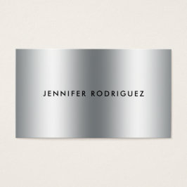 tarjeta profesional metalizado de plata minimalist