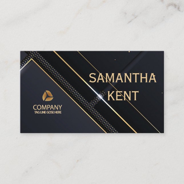 Tarjeta profesional moderna de Navy y Gold (Anverso)