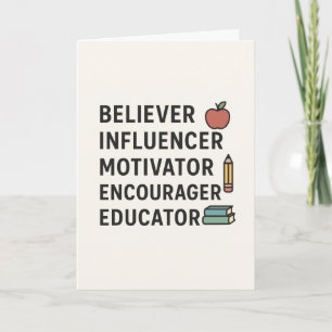 Tarjeta PROFESOR Creyente Influyente Motivador Animador