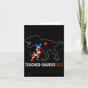 Tarjeta Profesor de autismo Dinosaurio Teachersaurus Rex A