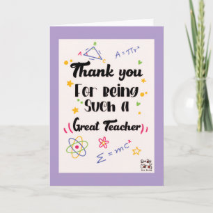 Tarjeta Profesor de Ciencias y Matemáticas - Gracias