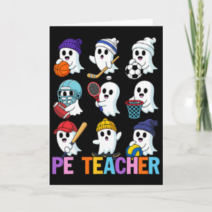 Tarjeta Profesor de educación física de Halloween fantasma