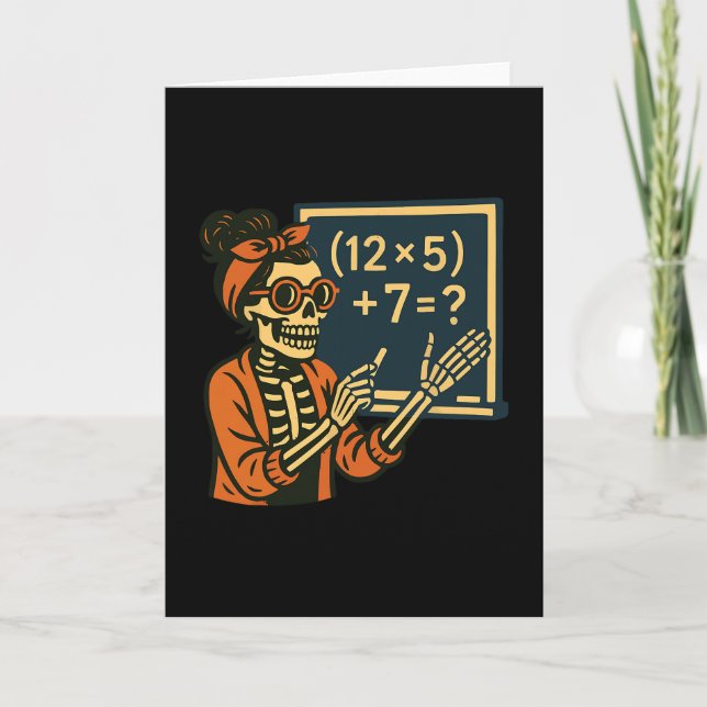 Tarjeta Profesor de Halloween Seis Siete Meme 6 7 Esquelet (Anverso)