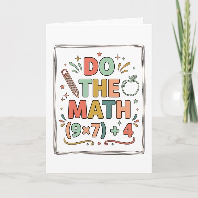 Tarjeta Profesor de matemáticas divertido hace la cuenta ( (Anverso)