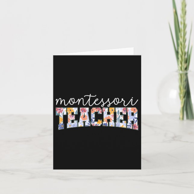 Tarjeta Profesor de Montessori de Floral Retro Educador (Anverso)